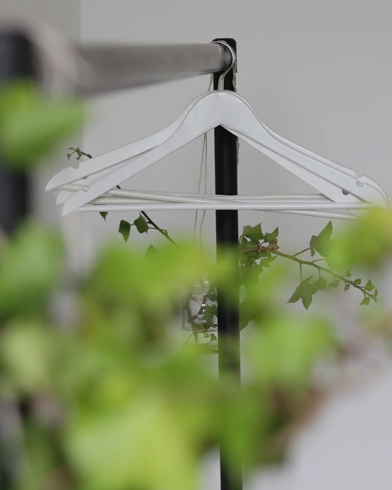 leaves and clothes hangers